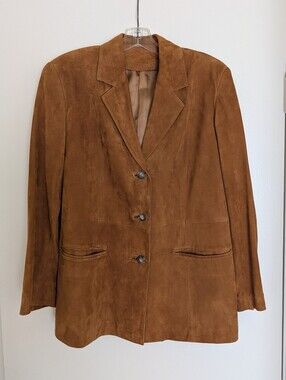 Scuola De Cuoio Classic Suede Blazer Jacket - Brown Italy Women's See Measurment